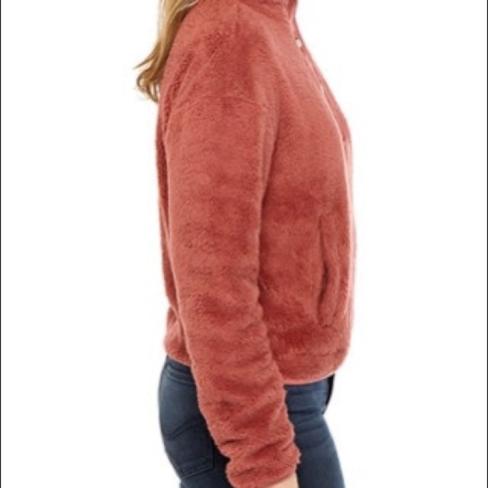 Wallflower Cozy Sherpa Mock Neck Pullover, L, Great Salmon/Dusty Rose Shade, NWT - Picture 3 of 5